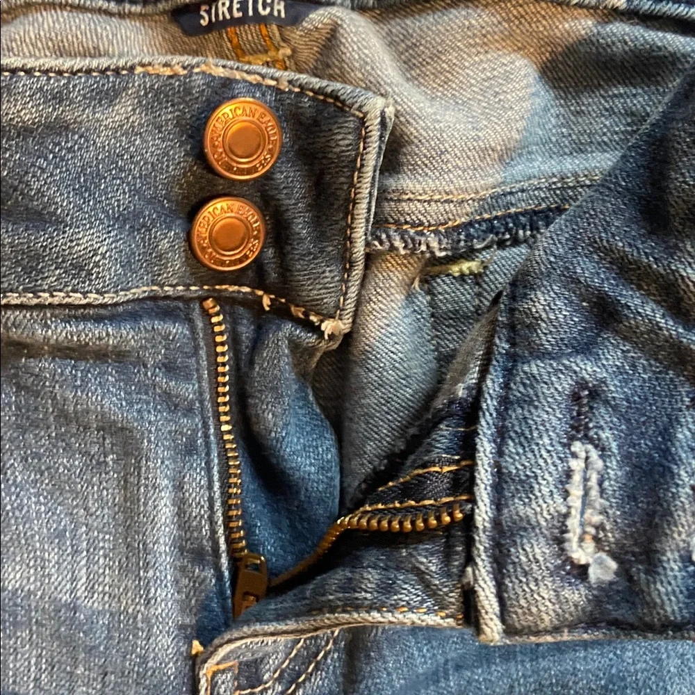 American Eagle Women's Distressed Size 10 Artist Stretch Flare Jeans X-Long - Picture 5 of 12